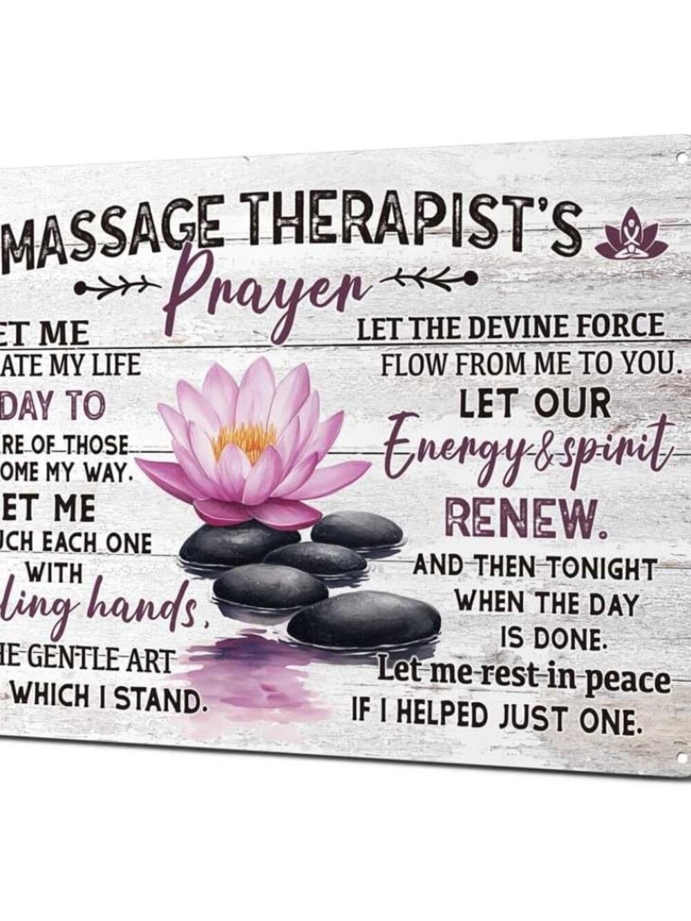 Massage Therapist Prayer Vintage Style Aluminum Sign for Home Office Room Wall D